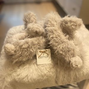 LEMON Shaggy Bunny Slippers